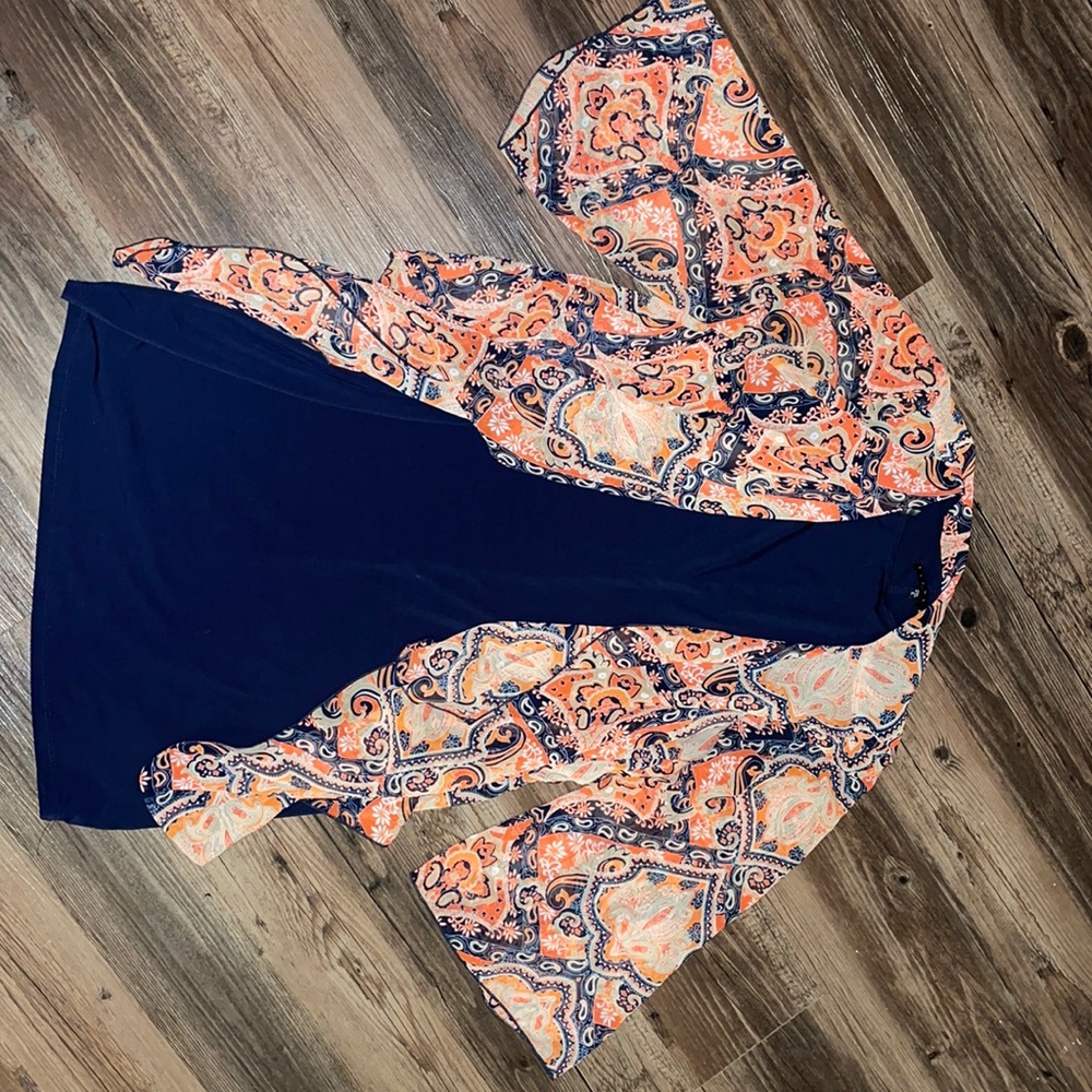 Navy and floral print dress